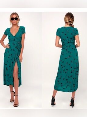 Billabong green/floral wrap dress